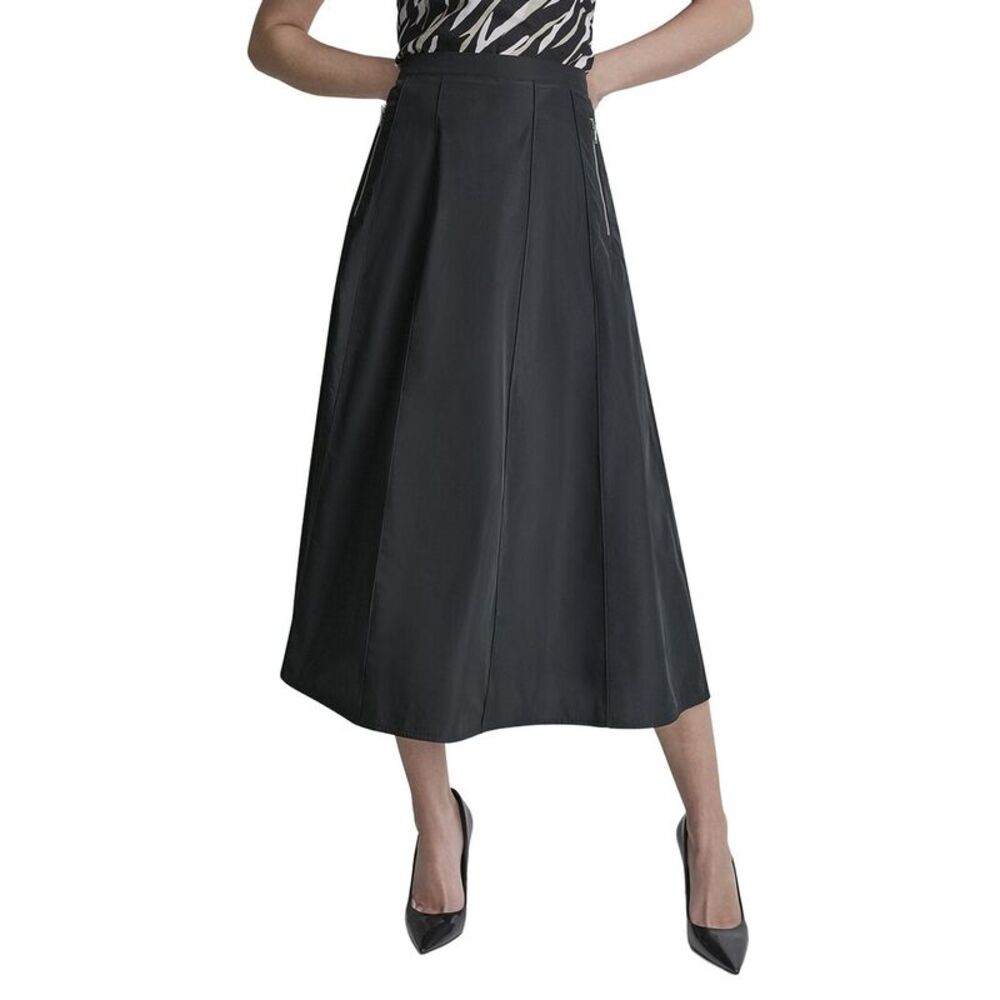 Dkny Womens Taffeta Seamed Skirt, Black